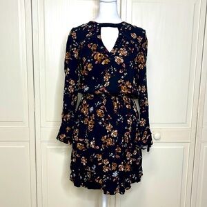 AMERICAN EAGLE OUTFITTERS Women’s Black Floral Keyhole Mini Dress Size M